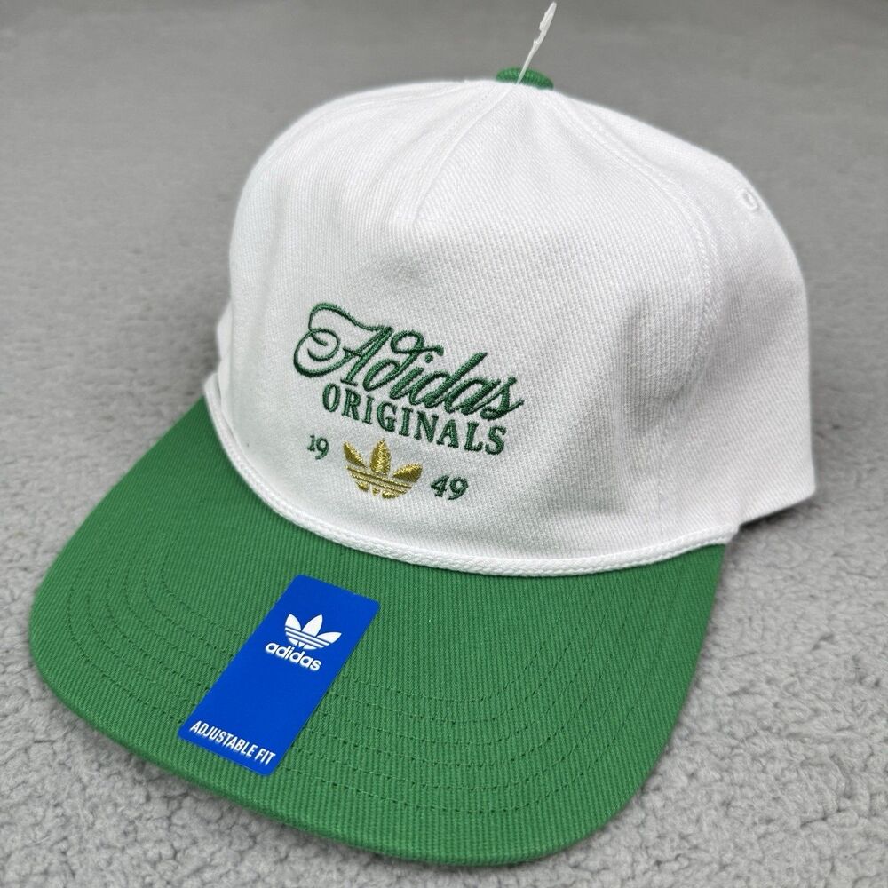 Adidas Hat Cap White Green Originals Masterpiece Strap Back 1949 Trefoil NWT